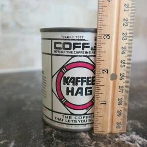 Miniature Kellogg's Kaffee Hag Tin SAMPLE SIZE Tin Copyright 1927 3" tall - Picture 1 of 10