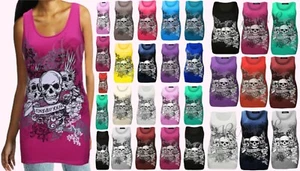 Women's Forever Young Skull Print Round Neck Ladies Sleeveless Vest Top T Shirt - Picture 1 of 29