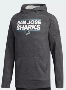 MWT Men’s SM San Jose Sharks NHL Adidas Dark Grey Center Ice Squad Hoodie D78487 - Picture 1 of 4