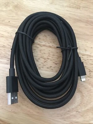 iPhone Charger 10 FT Charging Cable Black Nylon Braided USB  - Image 1 of 4