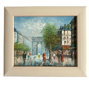 Vintage gerahmtes T. Carson Original strukturiertes Ölgemälde Paris Straßenszene - Bild 1 von 18