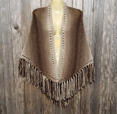 NUEVO Marrón Ombre Tejido a Mano Chal Envolvente Bufanda Boho Hippie Regalo Encubrimiento Foto 1 de 4