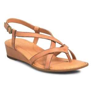 NIB BORN Sibyl CrissCross Slingback Leather Wedge Sandal US 10/EUR 40-41 Natural - Picture 1 of 24