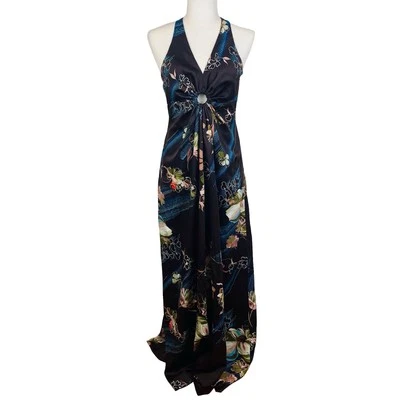 Maxi Vestido Halter Hawaiano Vintage Hawaii Nei Floral Agujero abierto Corte Talla 10 Foto 1 de 4