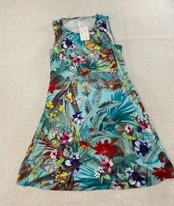 Cable & Gauge A-Linien Kleid Damen XL blau Blumen ärmellos Tropical Print Neu mit Etikett - Bild 1 von 9