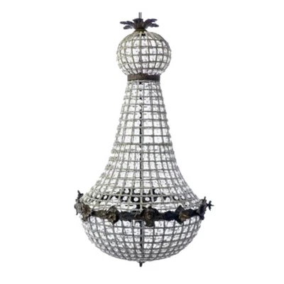 Candelabro de cristal feito à mão com acabamento envelhecido 34 polegadas - Imagem 1 de 4