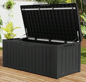 Plastic Garden Storage Box Waterproof Cushion Chest Deck Patio Outdoor - Picture 1 of 6