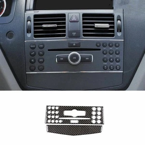 Real Carbon Fiber Central Volume CD Switch Panel Trim For Benz 2007-2010 C-Class - Picture 1 of 7