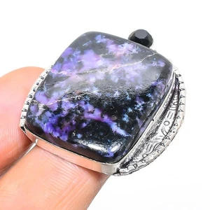 Anello gioiello in argento sterling 925 con pietra preziosa spinello nero Cha... - Foto 1 di 5