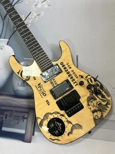 New Natural Wooden Moon Ouija Electric Guitar Black Hardware Free Ship - Picture 1 of 19