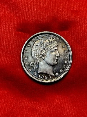 1893 Barber Silver Quarter GEM BU *UNCIRCULATED* MS DDR - Image 1 of 4