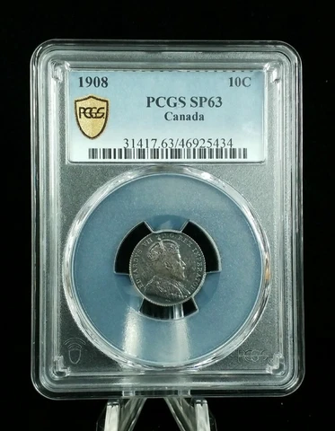 1908 10C PCGS SP63 Canada Heavy Toning #8061 Cover