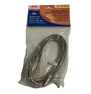 High Speed USB 2.0 Universal Serial Bus Cable 10ft 3M Clear APC 19061CL-10F-1E - Image 1 of 4