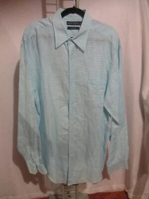 OFERTA GRANT THOMAS L Camisa con botones 100 % lino puro a cuadros aguamarina y blanca Foto 1 de 4