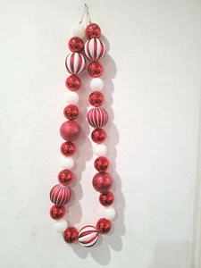 Christmas Red White Peppermint Candy Cane Plastic Ball Garland Decor 6FT - Picture 1 of 6