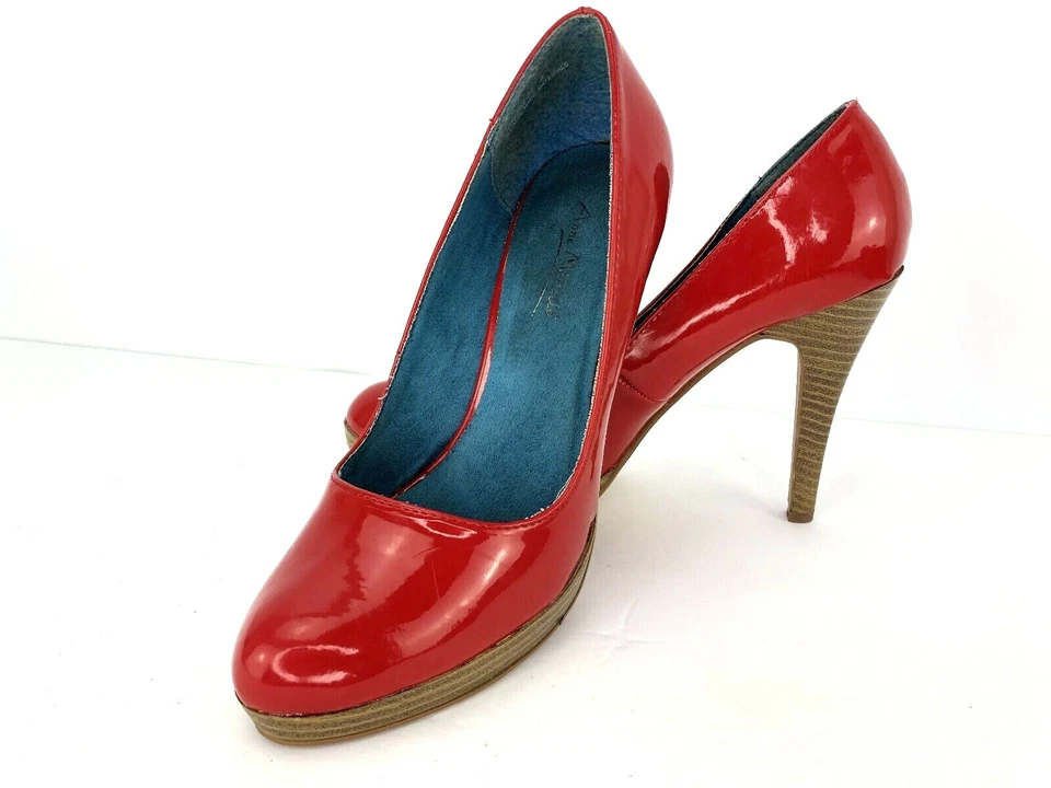 Anne Michelle Red Patent  Size 8 Pumps Heels Pazzaz Platform Stilletto Slip On  - Image 1 of 4
