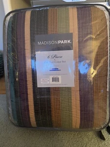 NIP Madison Park Quilted Daybed Cover & 3 Pillow Shams Multi-Color Stripes - Picture 1 of 15