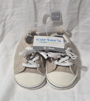 Carters 0-3 Mo Marrón Cuna Zapato Bebé Suela Suave Zapatos Renacido Bebé Muñeca Accesorio Foto 1 de 4