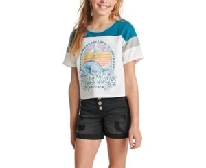 Girls Short Sleeve T-Shirt Drop Shoulder Top Graphic Tee Multicolor Size S(7/8) - Picture 1 of 4