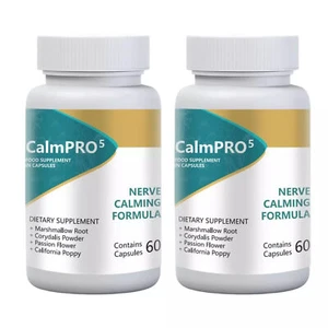 2-Pack CalmPro 5 Nerve Calming Support Formula Calm Pro 5 (120 Capsules) - Picture 1 of 3