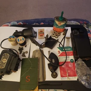 VINTAGE Singer Sewing Machine Parts, Oil, Manual - Picture 1 of 9