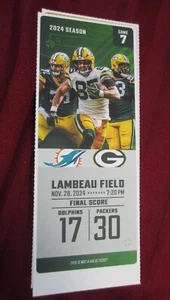2024 Commemorative Green Bay Packers Ticket vs MIAMI DOLPHINS LAMBEAU FIELD - Picture 1 of 1