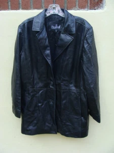 / JL COLEBROOK Mens Leather Black Button Coat Jacket Size L Large - Picture 1 of 8