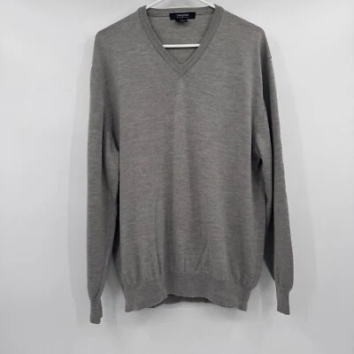 Suéter Giorgiolini Hombres XL Gris Lana Merino Cuello en V Manga Larga Pullover Preppy Foto 1 de 4