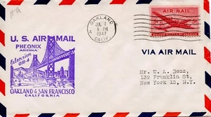 FIRST FLIGHT   OAKLAND - PHOENIX AM-4  1947 FDC1399 - Picture 1 of 1