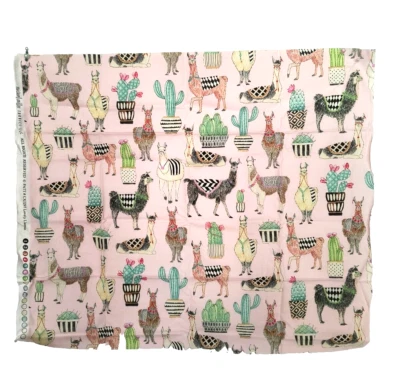 Michael Miller Fabrics New Fat Quarter Lovely Llamas  Multicolor on Pink Cotton - Image 1 of 4