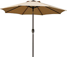 9 Sunbrella Fabric Aluminum Patio Umbrella Auto Tilt Crank 8 Sturdy Ribs NEW