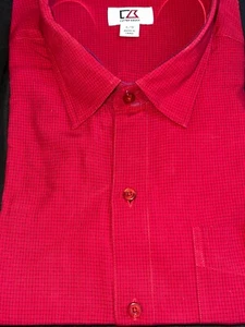 Cutter & Buck Men's Button down Shirt Cardinal Red Short Sleeve Large Checkered - Picture 1 of 2