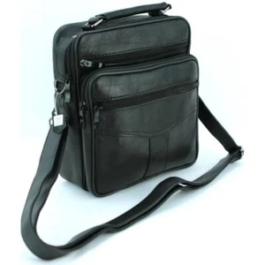 Sacoche à bandoulière sac Pochette homme Cuir Vachette noir - Imagen 1 de 4