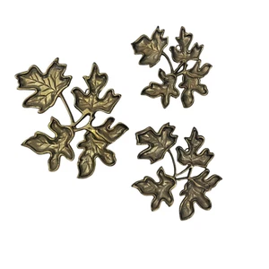 Massives Messing Ahornblatt Wanddeko 3er Set Made in India MCM Wandbehang Deko - Bild 1 von 10