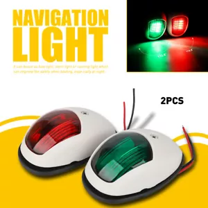 2PCS/SET Boat Navigation Lights 8 LED Marine Yacht Pontoon Bow Lamp Red Green EW - Picture 1 of 13