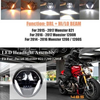 Montajes de lámparas de circulación diurna de faros LED para Ducati Monster 1200R 821 1200S Foto 1 de 4