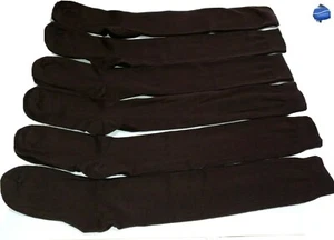 LADIES BROWN HUE FLAT KNIT KNEE SOCKS COTTON BLEND 6 PR FITS SHOES 6-9 - NWOT  - Picture 1 of 7