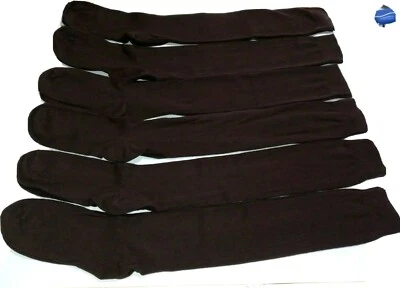 LADIES BROWN HUE FLAT KNIT KNEE SOCKS COTTON BLEND 6 PR FITS SHOES 6-9 - NWOT  - Image 1 of 4