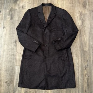Calvin Klein 100% Wool Overcoat Mens Sz 40L Gray Single Breast Peacoat Old Money - Picture 1 of 21