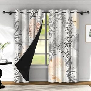 Tropical Leaves Window Curtains Natural Plants Pattern Decor Curtain Blinds f... - Picture 1 of 7