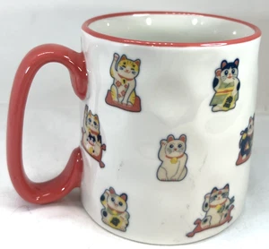 18 Oz Ceramic Bella Maneki Neko (Lucky Cat) Textured Mug 10 Strawberry Street - Picture 1 of 9