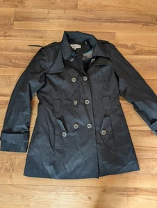 Chaqueta de lluvia gabardina negra Calvin Klein, falta cinturón, para mujer talla grande - Imagen 1 de 9