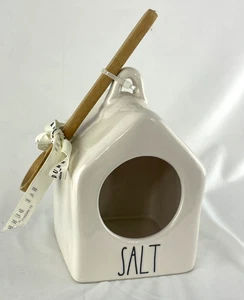 Rae Dunn SALT Bird House Style Slant Roof with Wooden Spoon - Picture 1 of 7