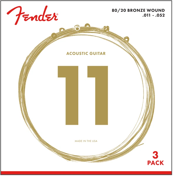 3-PACK Fender 70CL 80/20 Bronze Acoustic Guitar Strings - CUSTOM LIGHT 11-52 - Image 1 of 1