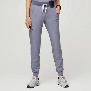 Pantaloni scrub da jogging Figs Vapor Blue Space Dye Mid Rise Zamora taglia M Petite - Foto 1 di 7