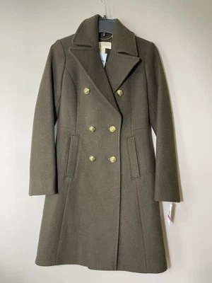 Michael Kors Mk Military Green  Woolblend Double Breasted Collared Coat Sz XXS - Image 1 of 4