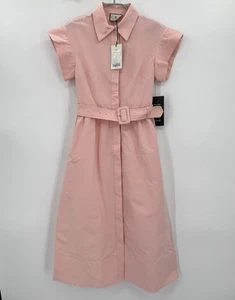 Vestido Tuckernuck Rosa Sal Chloe Midi Talla XS Cinturón Nuevo con Etiquetas Línea A Cuello Botón - Imagen 1 de 11