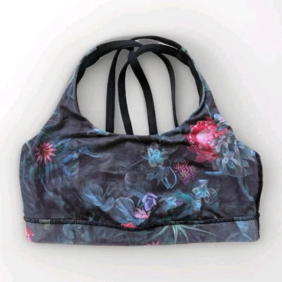 Lululemon Energy Bra Curious Jungle Multi Black Women's 6 Sports Run Yoga Top M - Image 1 of 4