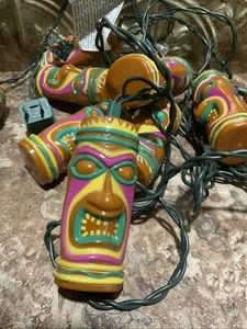 Vintage Tiki Blow Mold Indoor 14’ String Party Lights  Lounge Bar Decor 10 Heads - Picture 1 of 2