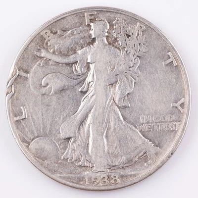 Rim Error 938-D Walking Liberty Half Dollar Better Date Silver WLH 50c  - Image 1 of 3